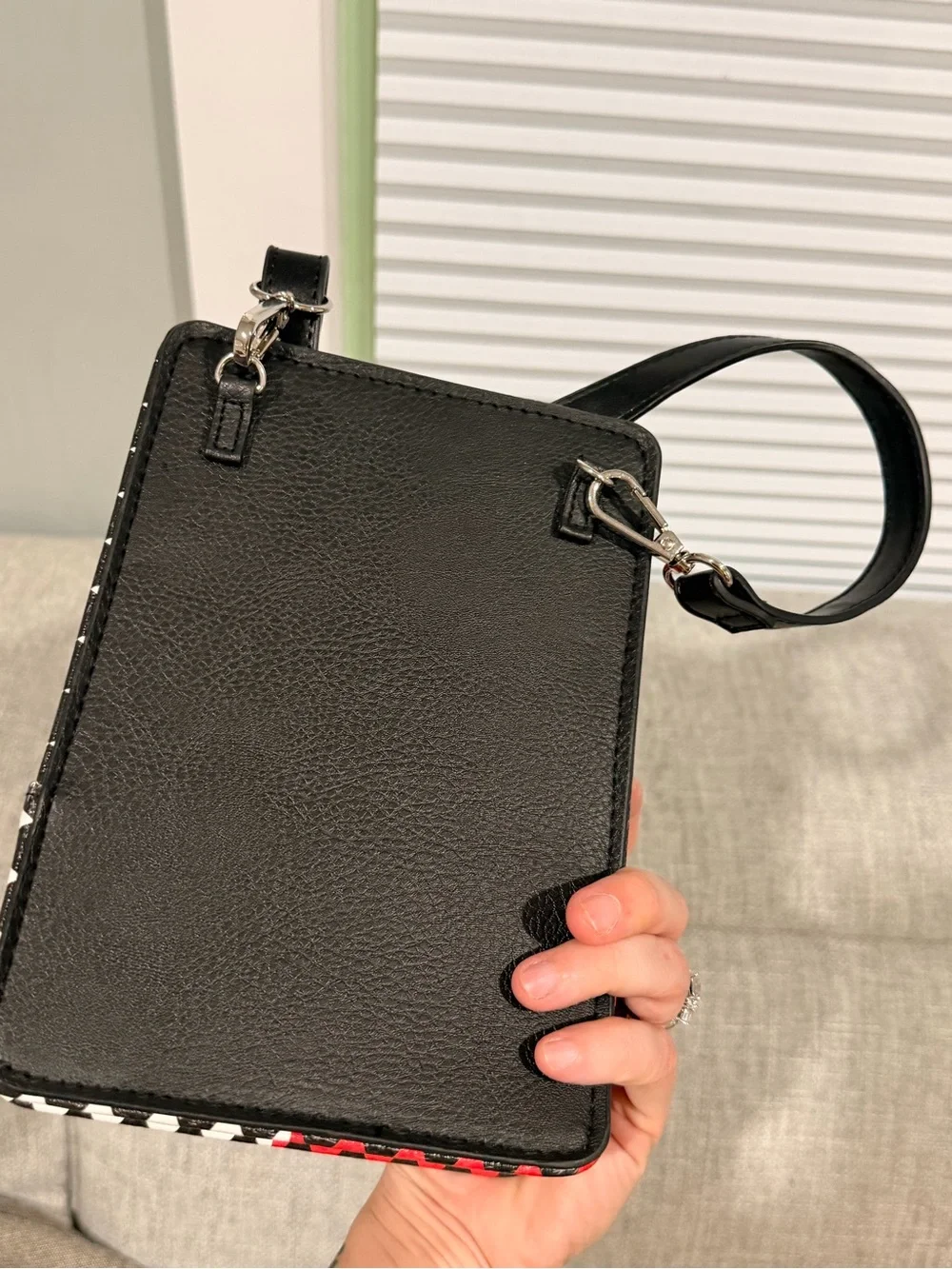 Black and Red Queen of Hearts Leather Crossbody Bag